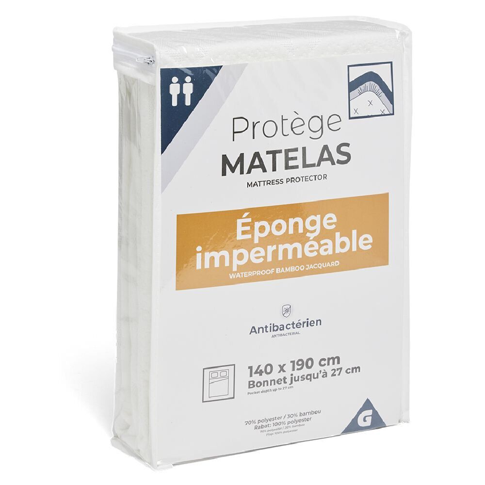 Protège-matelas imperméable antibactérien polyester bambou 140x190cm