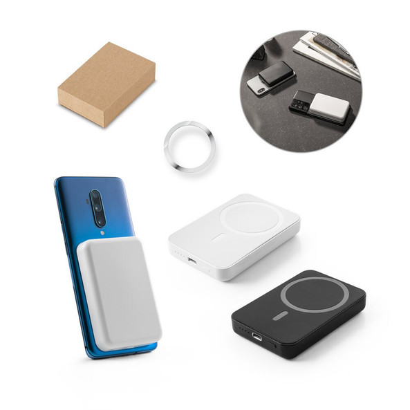 hi!dea 97166 - Batterie nomade magnétique de 5 000 mAh avec chargeur sans fil ultrarapide de 15 W en ABS recyclé (100 % rABS)
