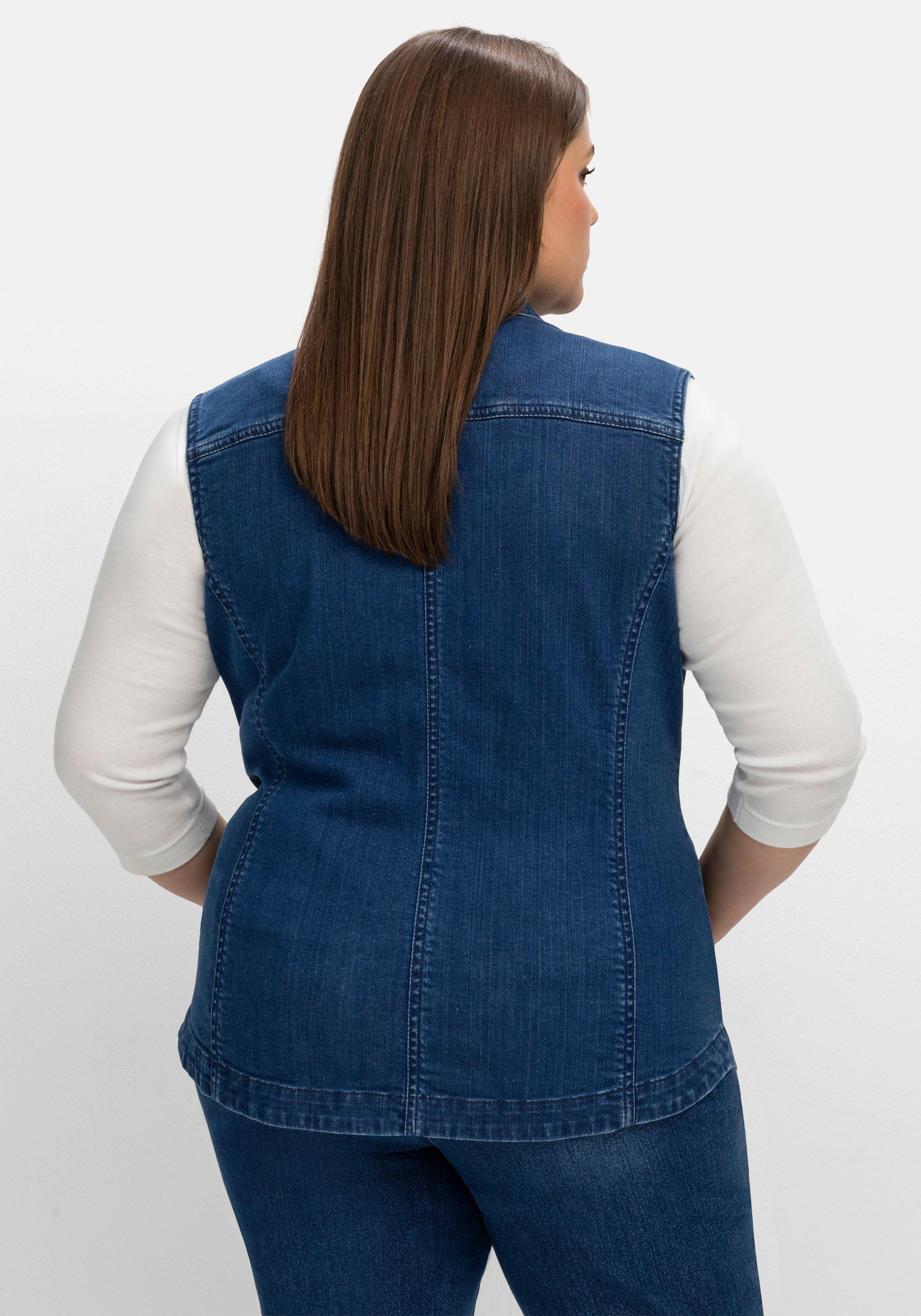 Taillierte Jeansweste mit Umlegekragen