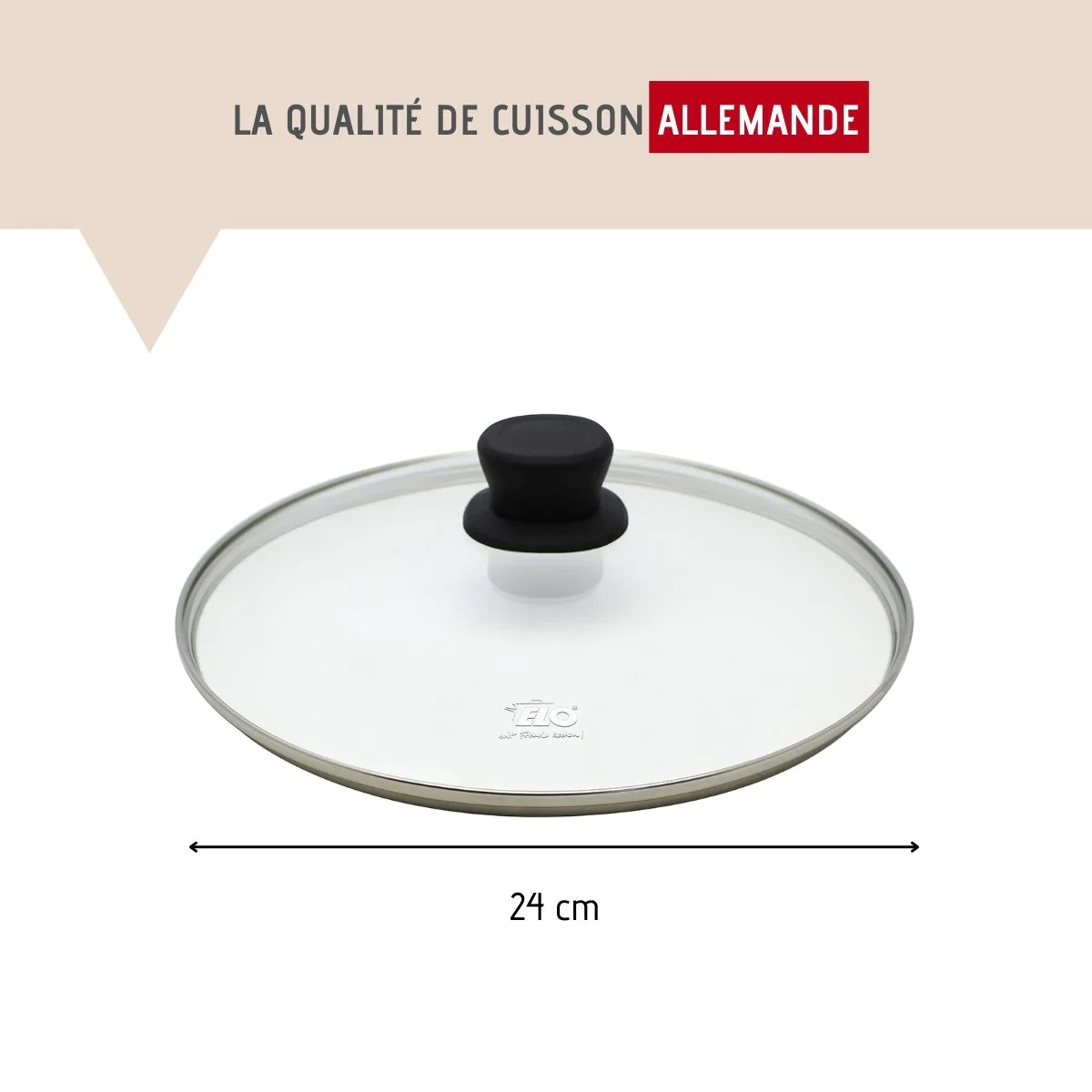Poêle à frire en aluminium et couvercle en verre de 24 cm Alucast Elo