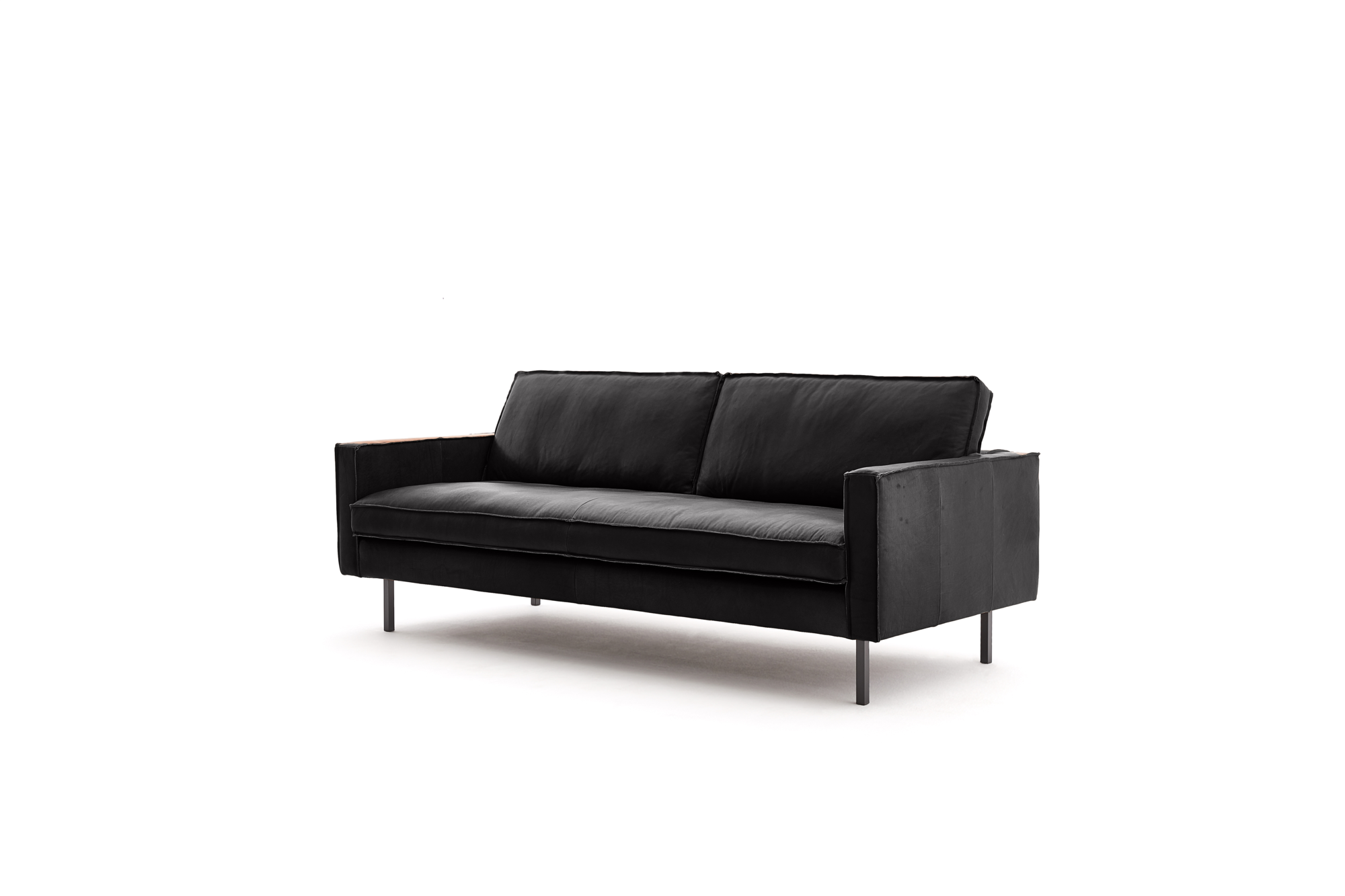 Loods 5 Design 3-zitsbank Slimm Leer Outside 3 Zits - 200 cm | PGC Sauvage Black | Poten: Zwart