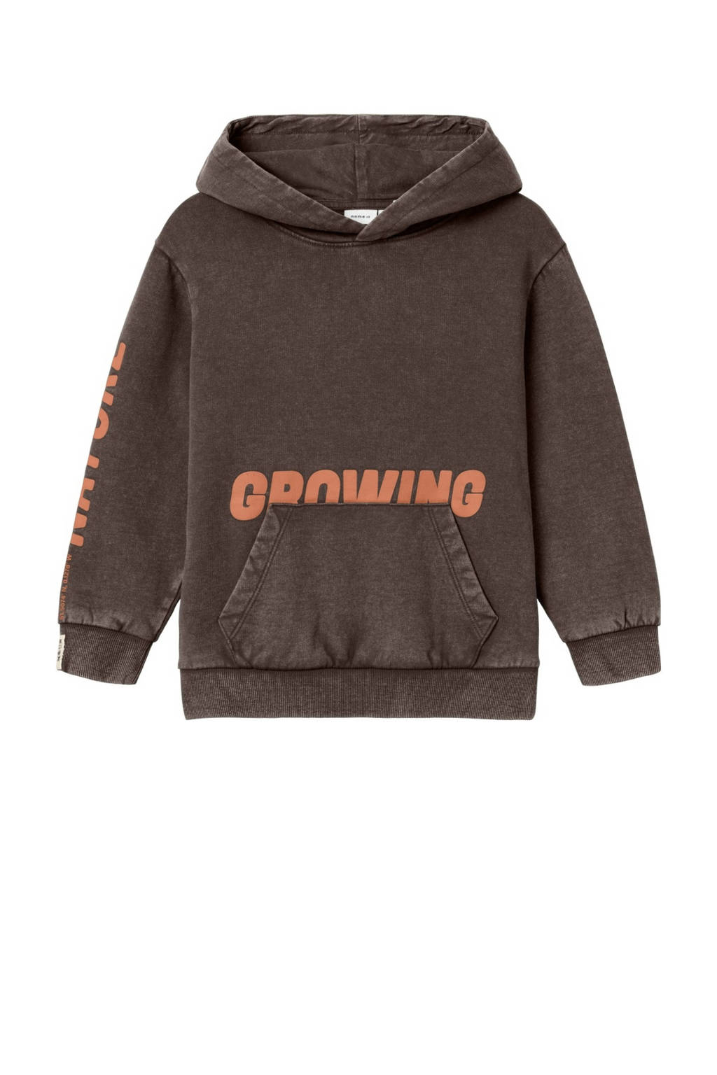 NAME IT hoodie NKMOSIVAS met tekst donkerbruin