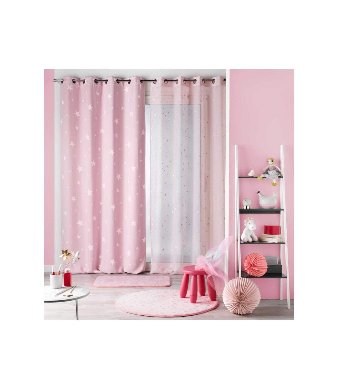Rideau à Œillets Phosphorescent Fluo 140x240cm Rose