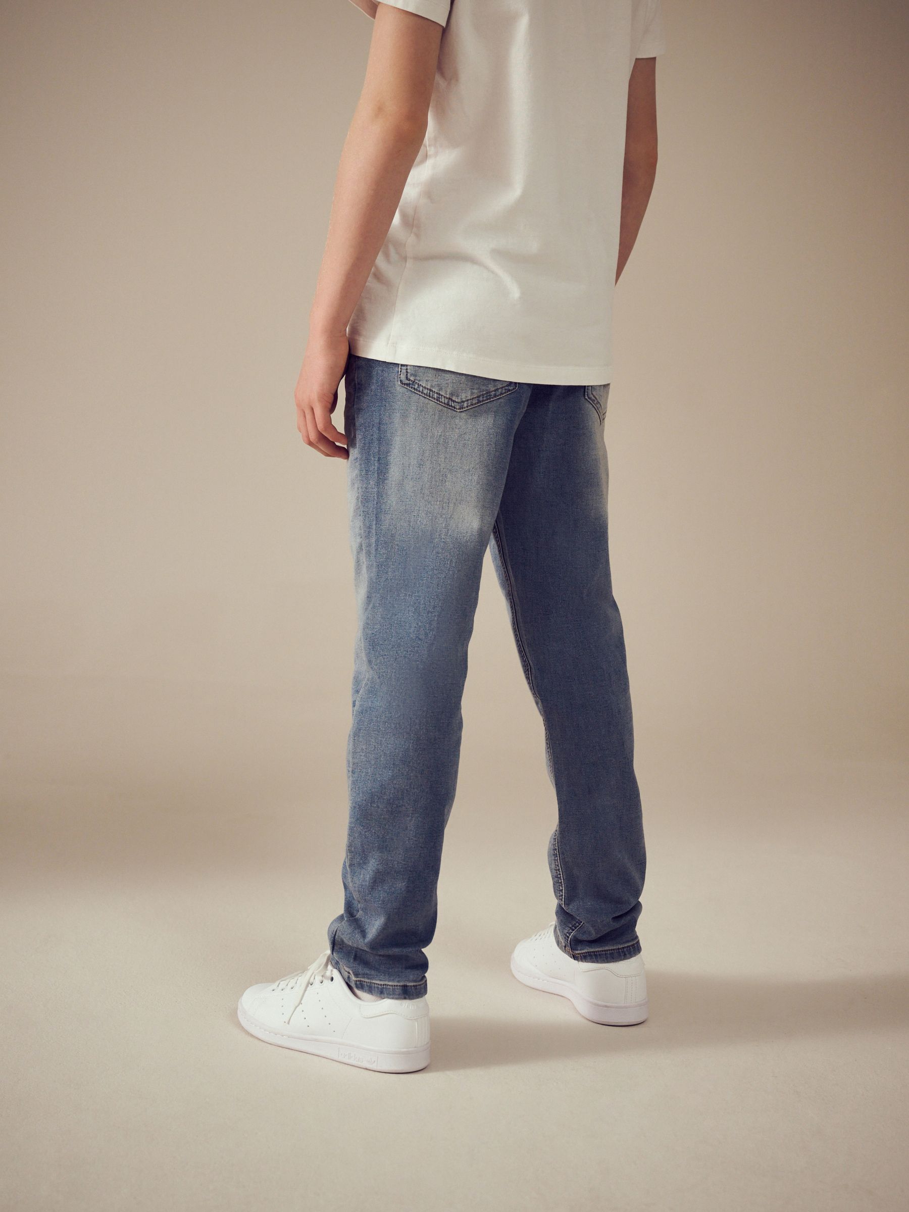 Lichtblauw - Jeans met stretch en elastische taille (3-16 jr)