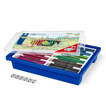 STAEDTLER® Noris® colour 187 Gratnell Tray mit 288 Buntstiften in 12 sortierten Farben und 6 Metallspitzern