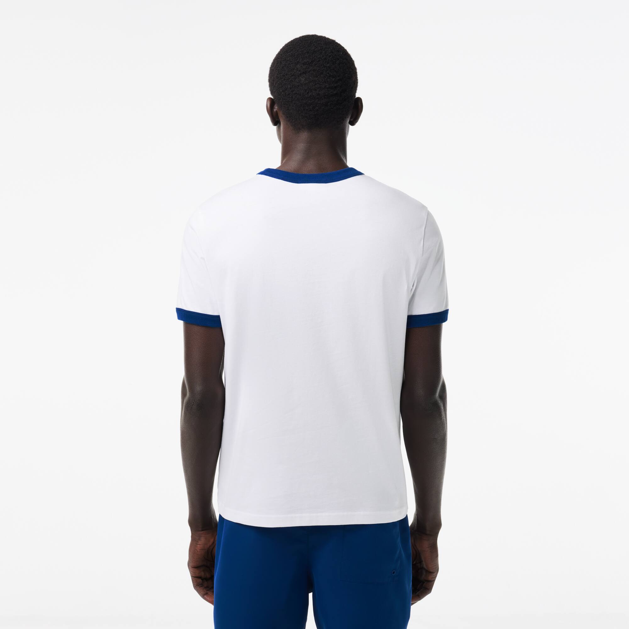 T-Shirt mit LACOSTE-Aufdruck und Kontrast-Akzent T-Shirts - Weiss - Lacoste - Herren