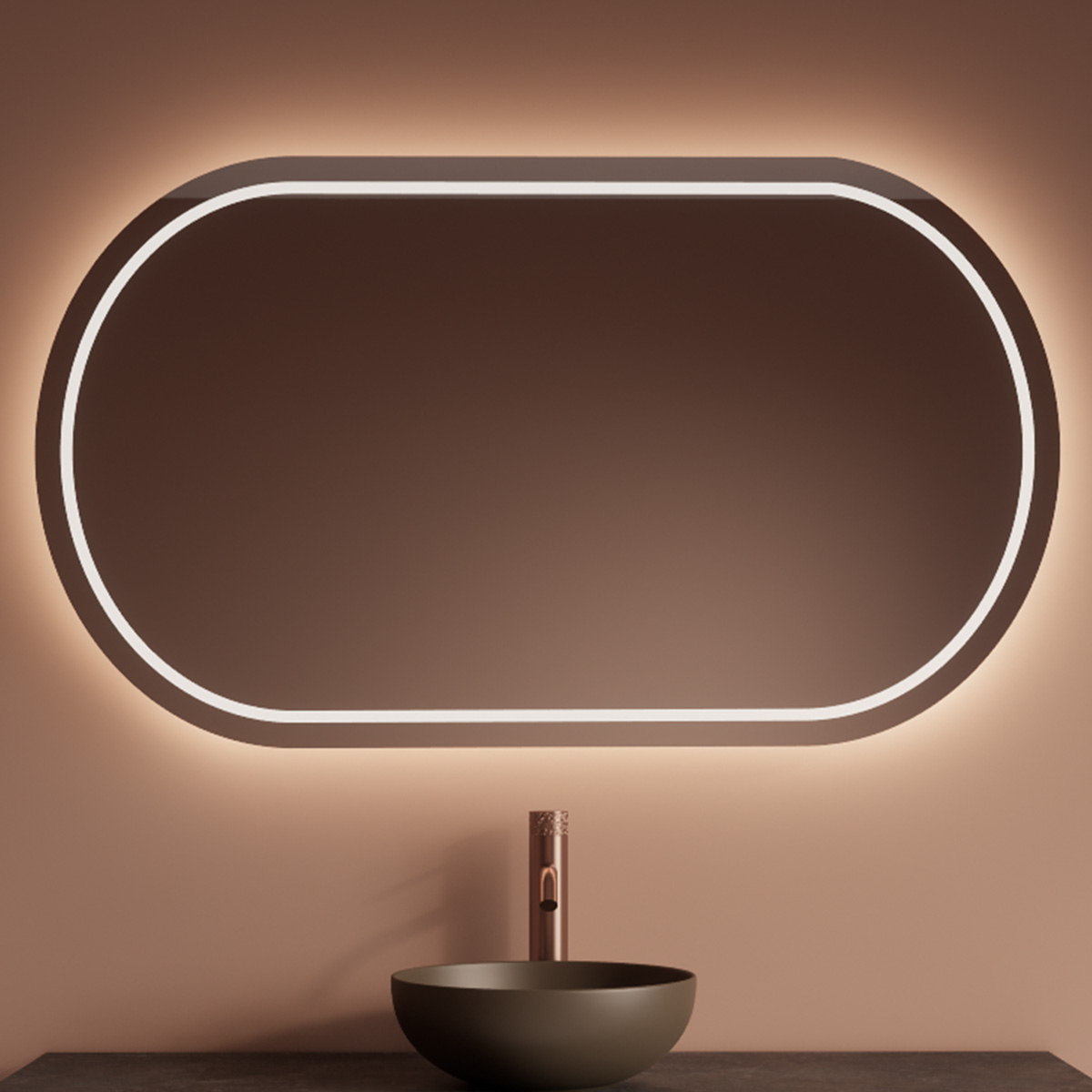 Gliss Design Agon spiegel ovaal 140x70cm met handsensor