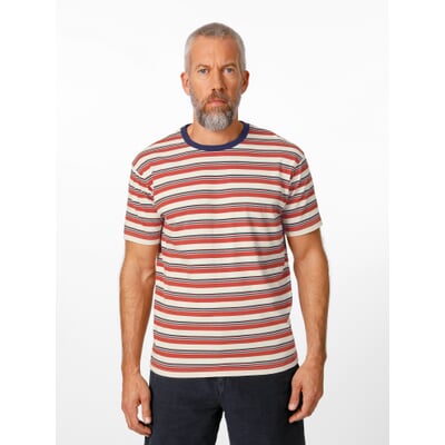 Herren-T-Shirt 1967 Streifen, Orange-Ecru