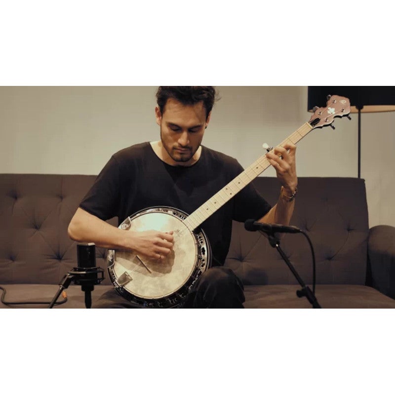 Ortega Falcon Series 5-string Banjo Transparent Fire Red elektrisch-akoestische banjo met gigbag
