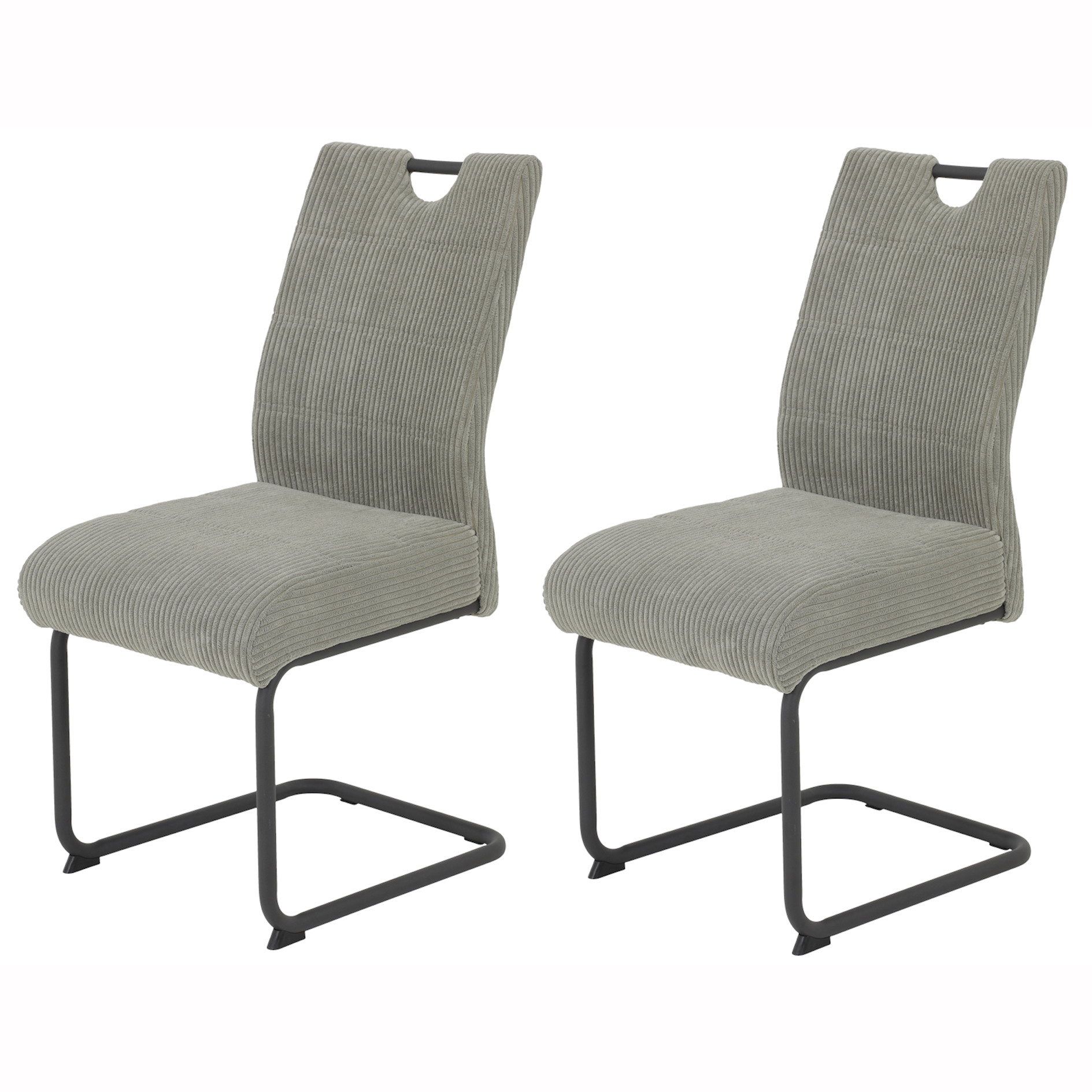 2er-Set Schwingstühle - grau-anthrazit - Cord