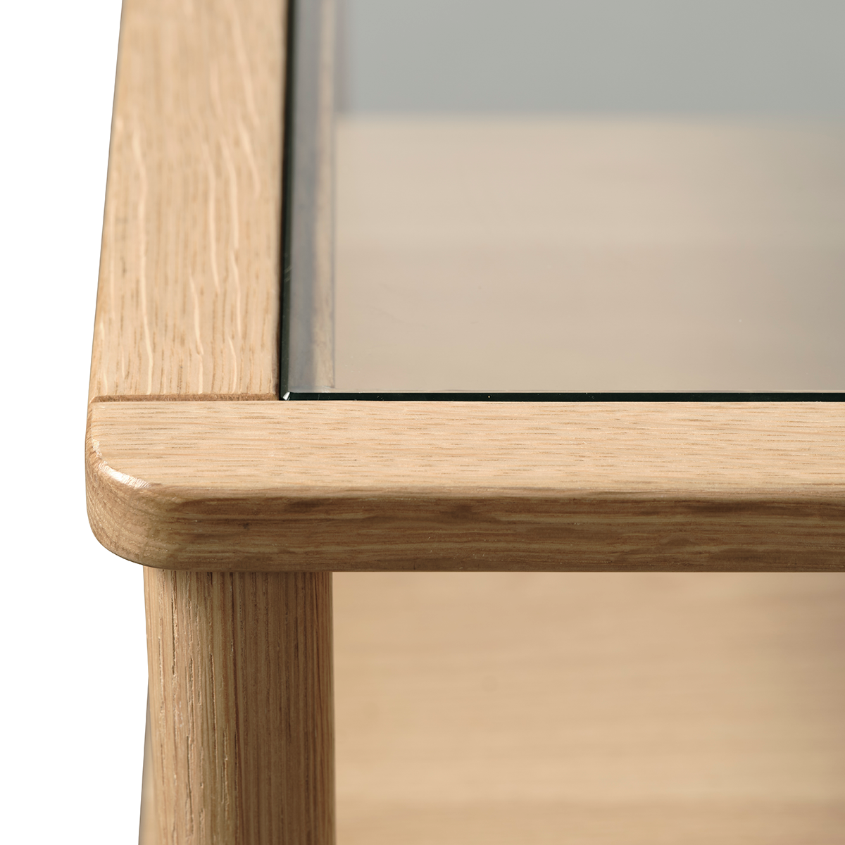 Salontafel Boris eikenhout met glazen tafelblad Naturel
