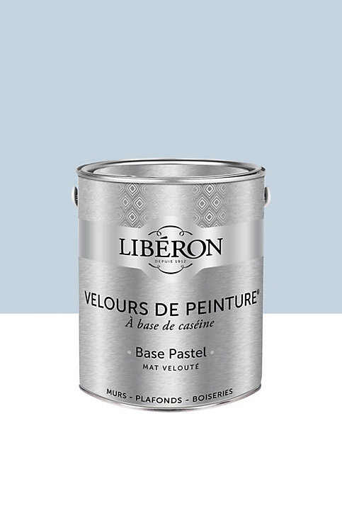 Peinture multisupport murs, plafonds et boiseries Velours de peinture bleu cap blanc-nez Libéron 2,5L