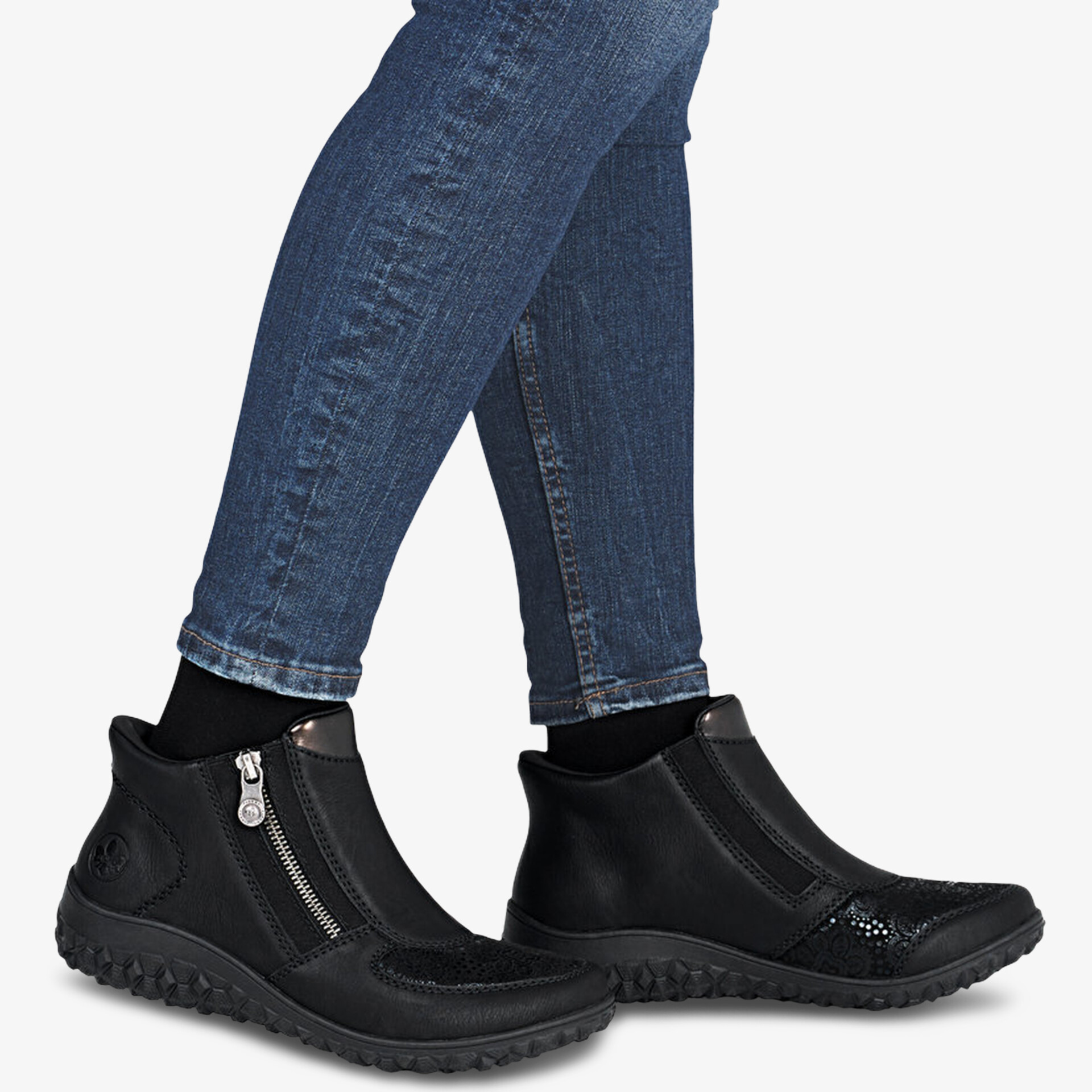 rieker Damen Stiefeletten schwarz