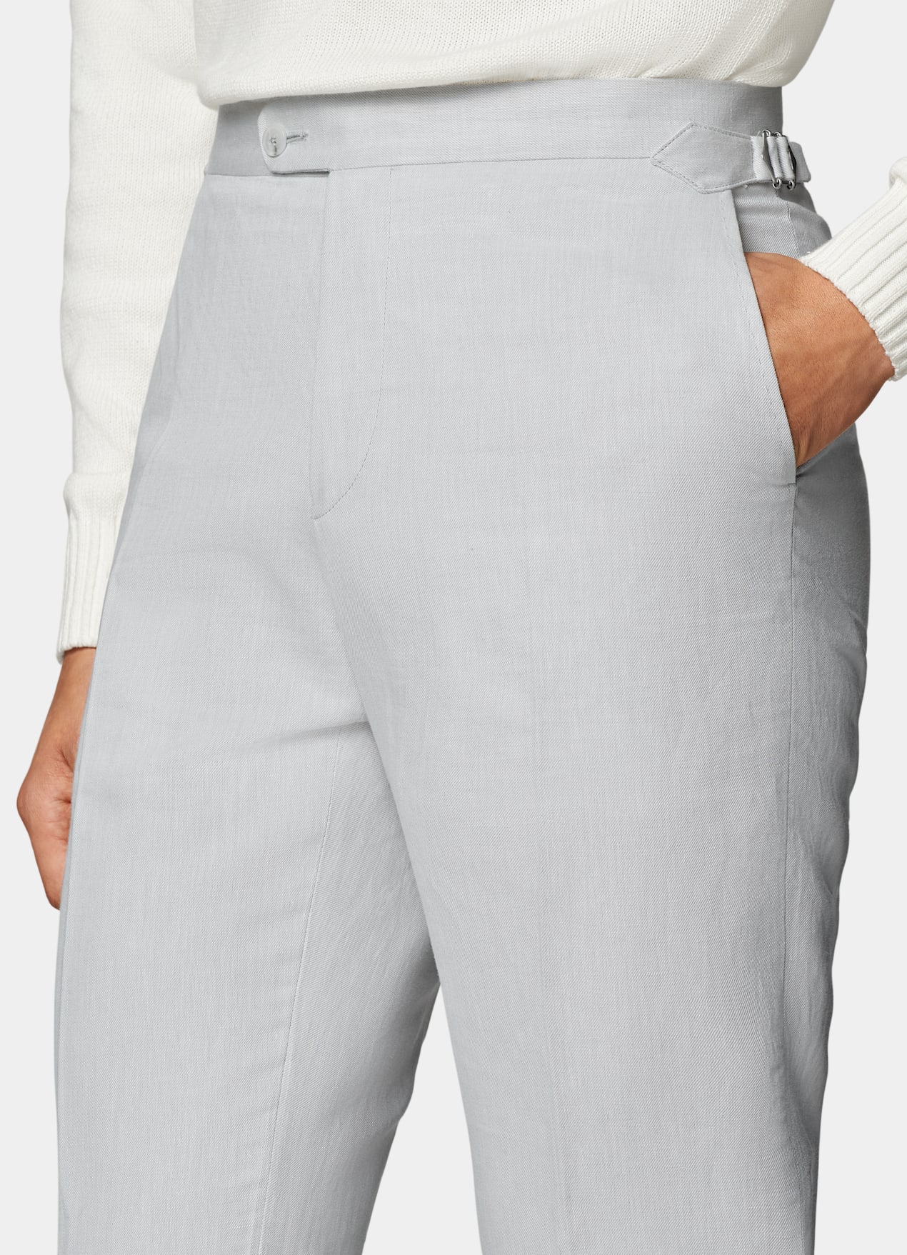 Pantalon Slim Leg Straight gris clair