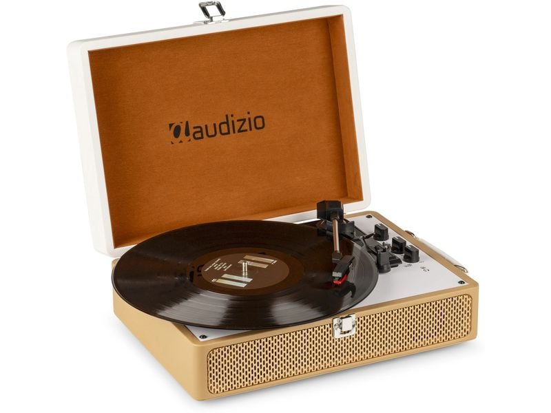 Audizio Plattenspieler mit Bluetooth RP119G Gold Plattenspieler im Case-Design