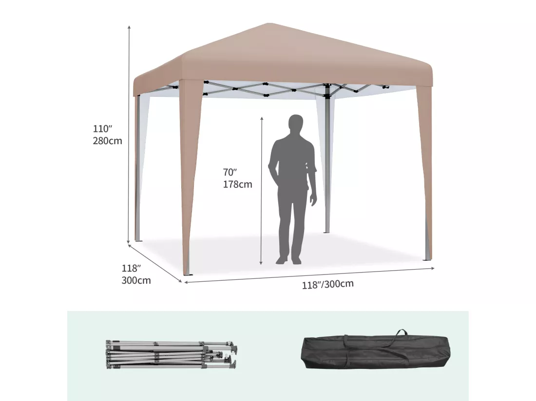 YITAHOME Tonnelle de Jardin - 3x3m - Pliable - Imperméable - Extérieur - Anti-UV - Kaki - pour Camping/Fête/Plage/Terrasse/Marchés