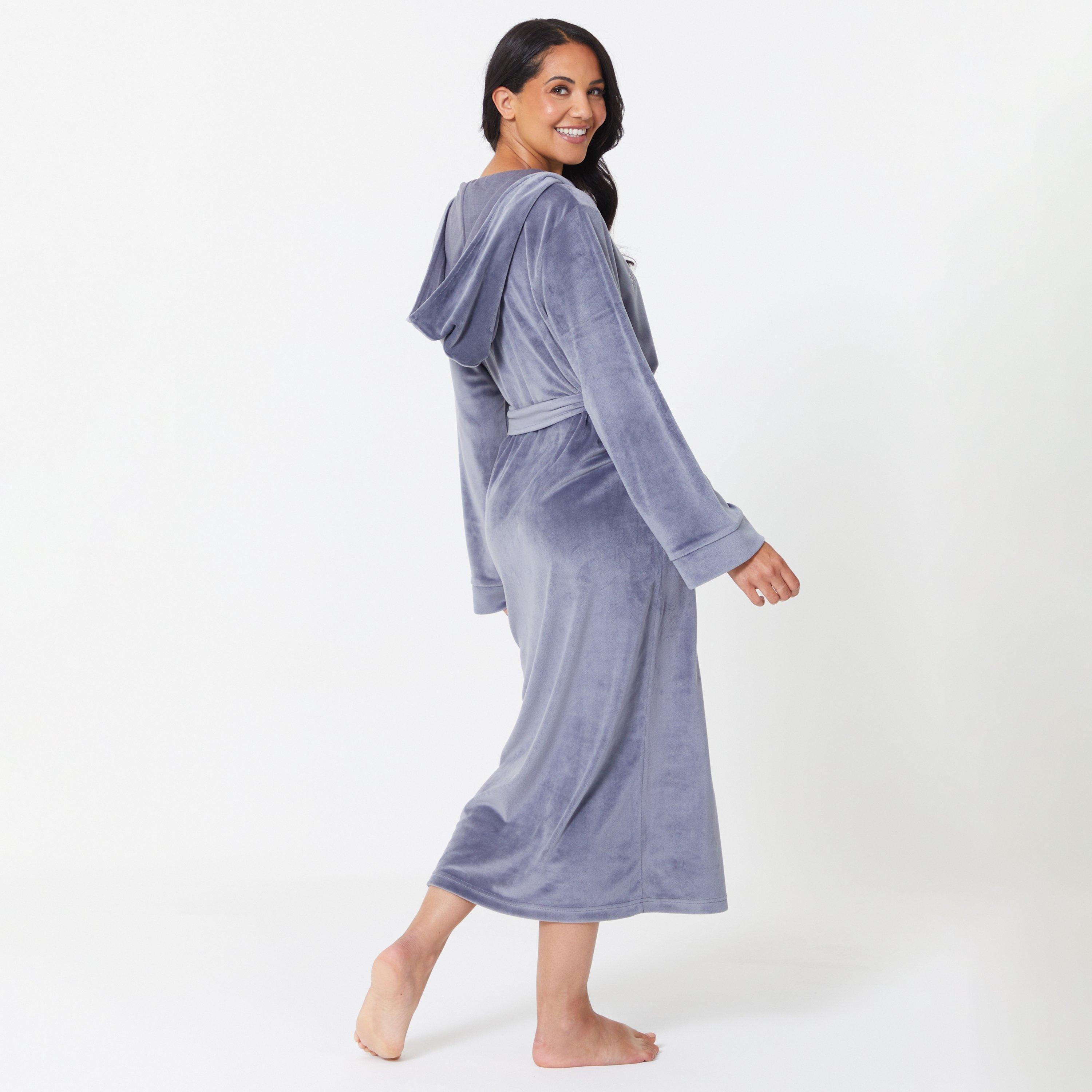 Be You Ladies Hooded Velour Longline Dressing Gown Gift Wrapped
