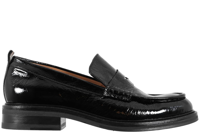 BILLI BI - CRUST SHINY LOAFERS I SORT GLAT SKIND MED LAK LOOK
