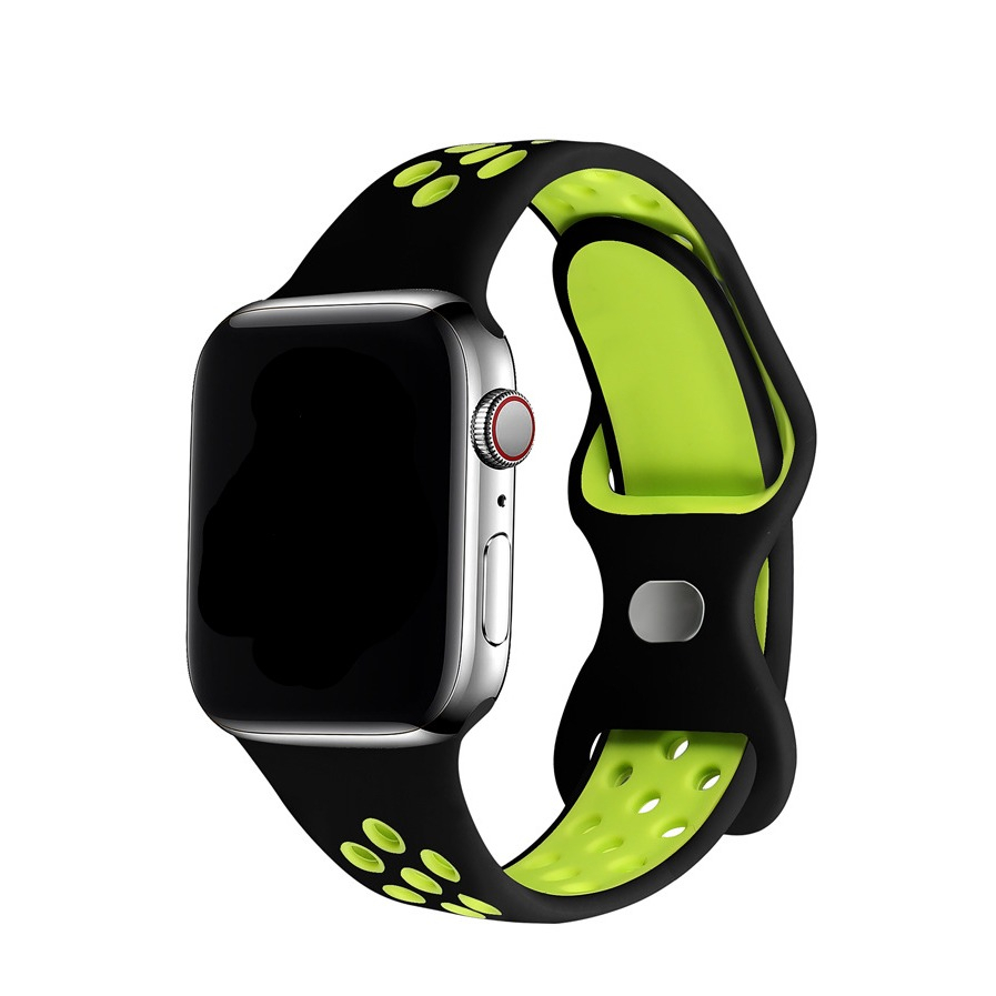 Apple Watch (42/41/40/38 mm) Silikon Sport Armband Dual Color (Gelenkumfang: 155-195mm) - Schwarz / Gelb