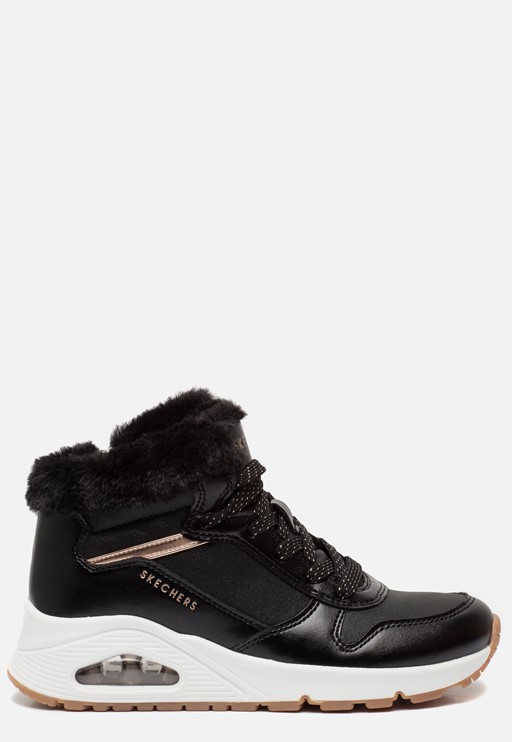 Skechers Uno Cozy Sneakers zwart Leer