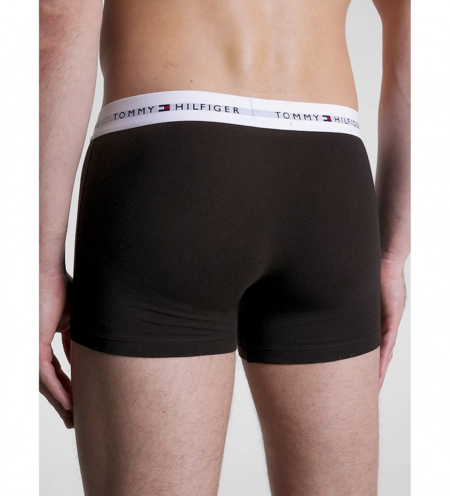Pacote com 3 cuecas boxer essenciais Tommy Hilfiger, pretas.