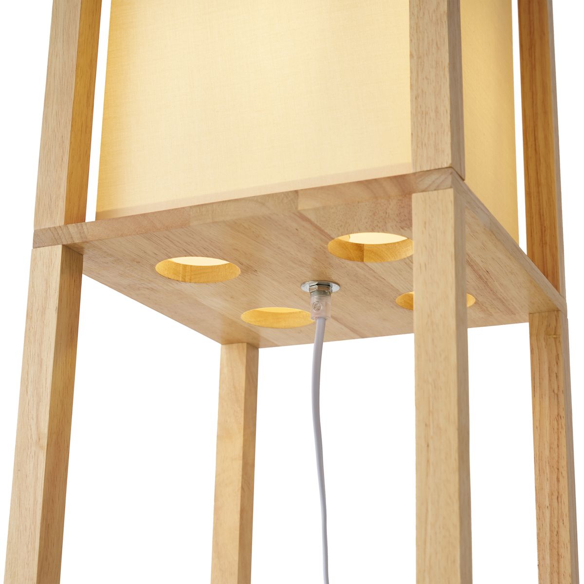 Moderne vloerlamp hout met beige kap - Stojan