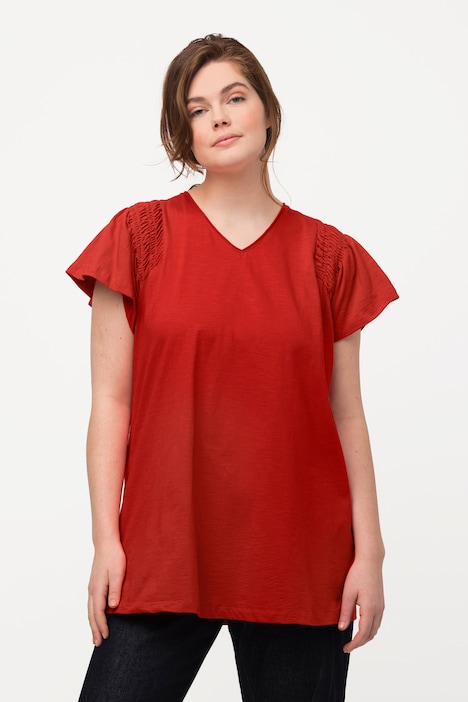 T-Shirt, A-Linie, V-Ausschnitt, Halbarm, Biobaumwolle