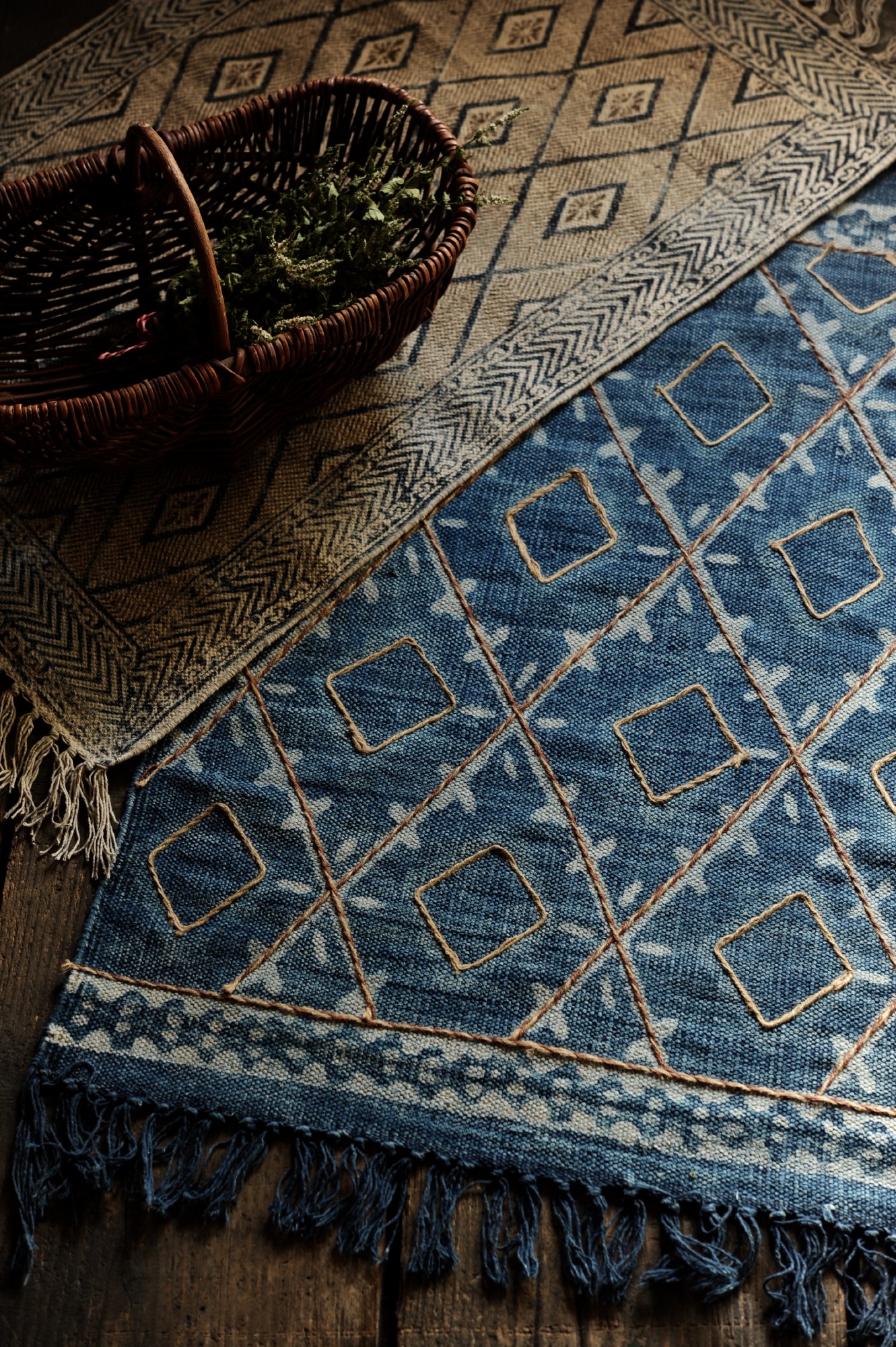 Mini-Rug 'Eluru', weiß, blau, T 60 cm, B 90 cm von fischer's lagerhaus