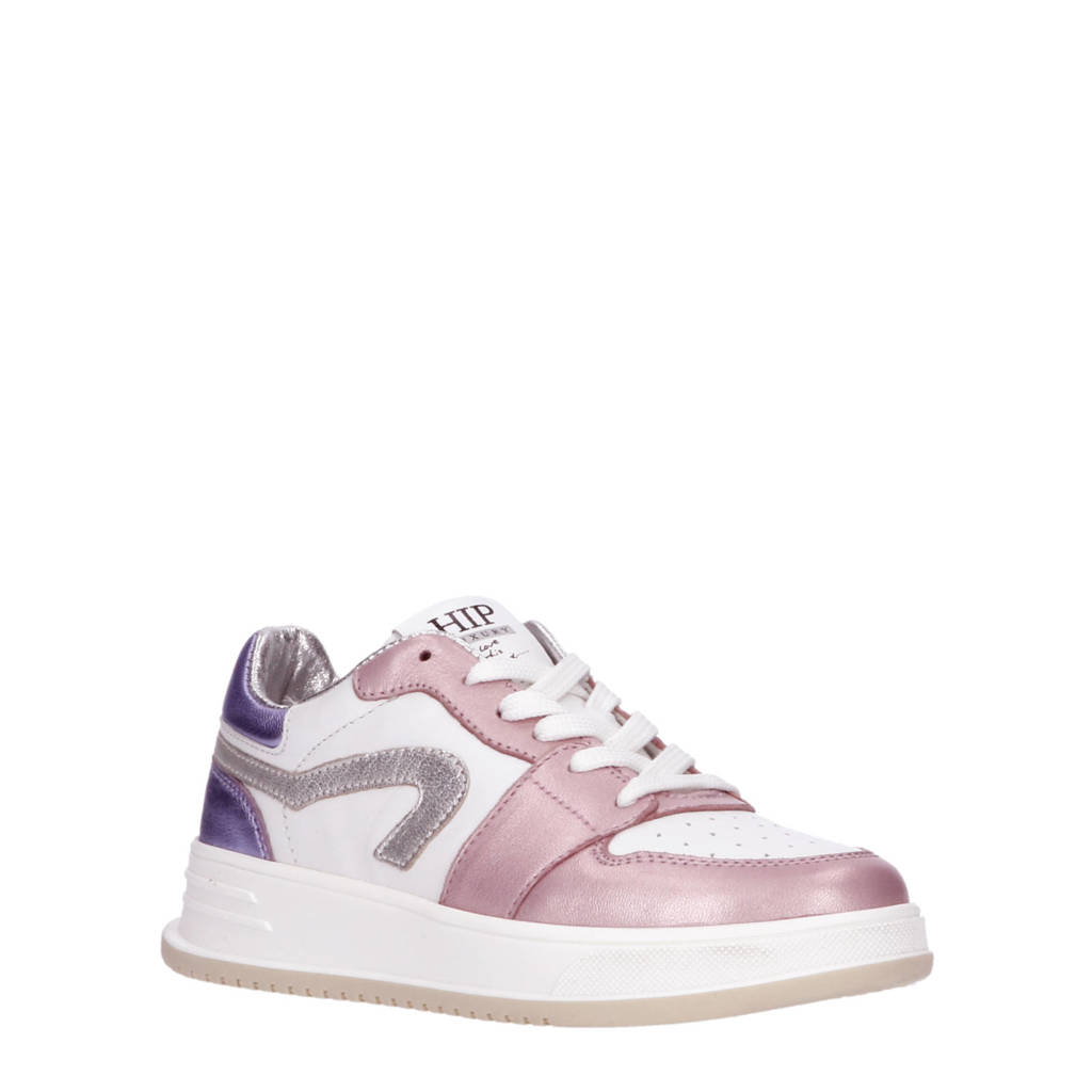 Hip leren sneakers brons/wit