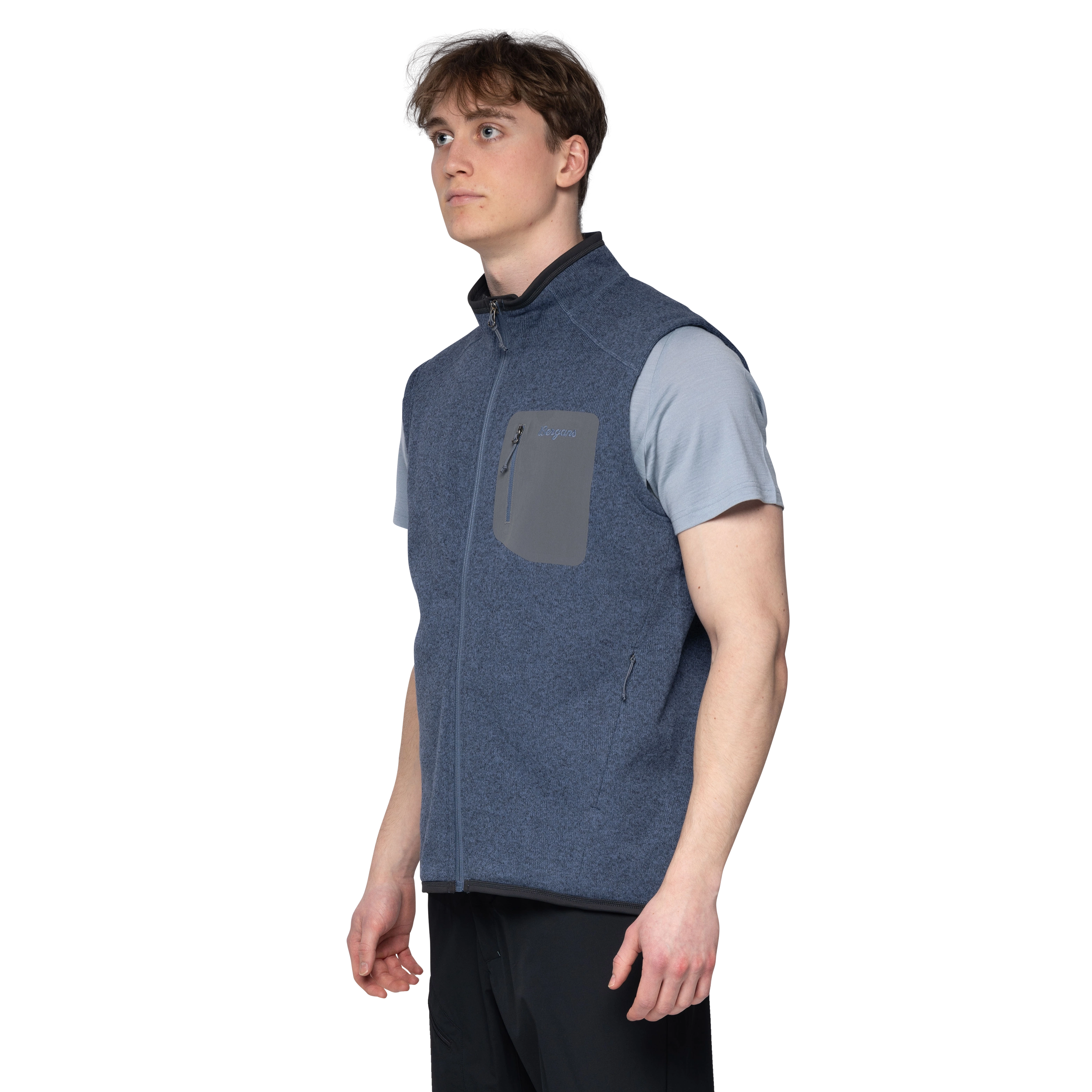 Kamphaug Knitted Vest Men Granite Blue