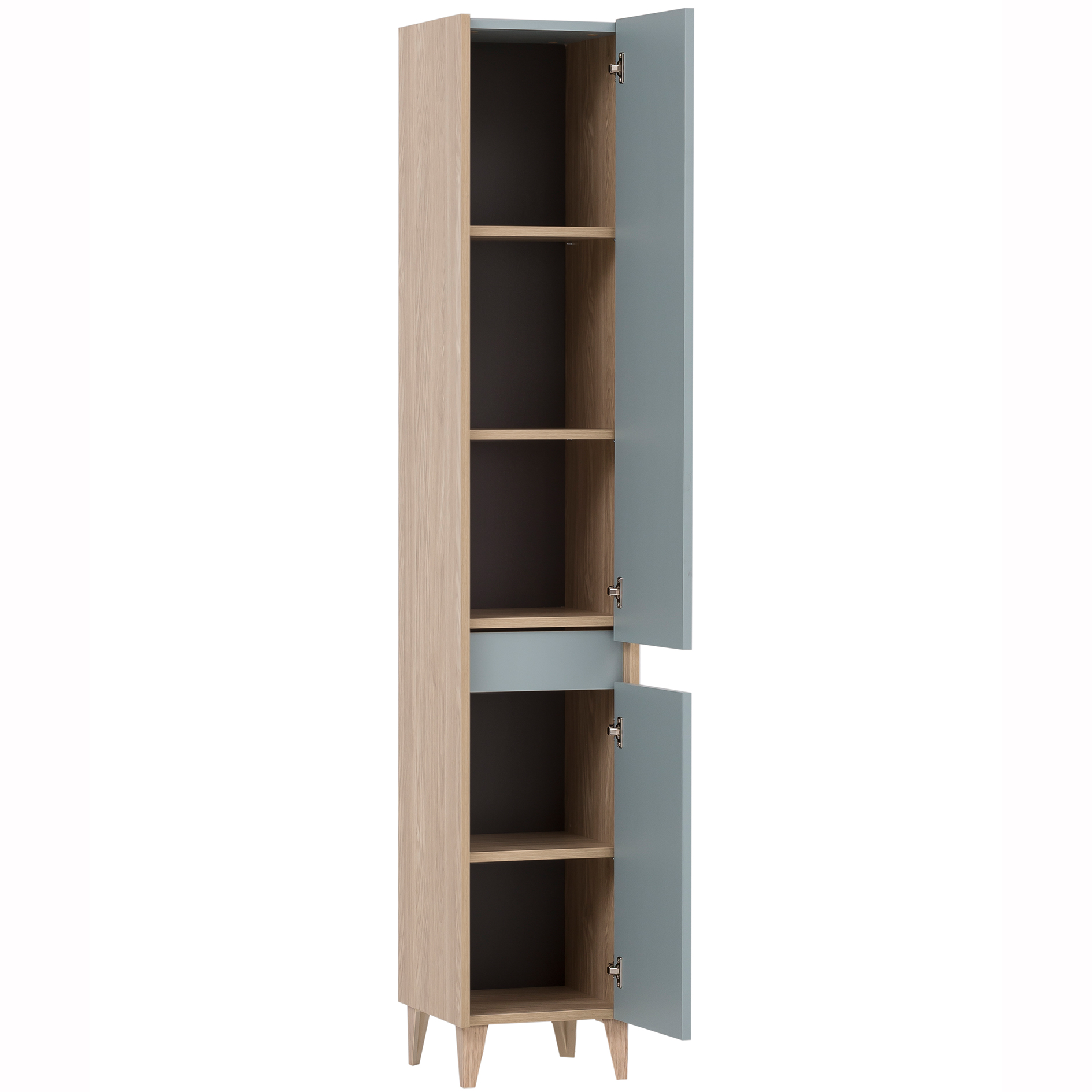 Hochschrank - taubenblau - Eiche hell - 30 cm