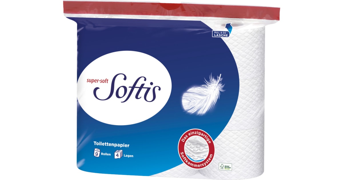 Softis Toilettenpapier 9x 100 Blatt 4-lagig