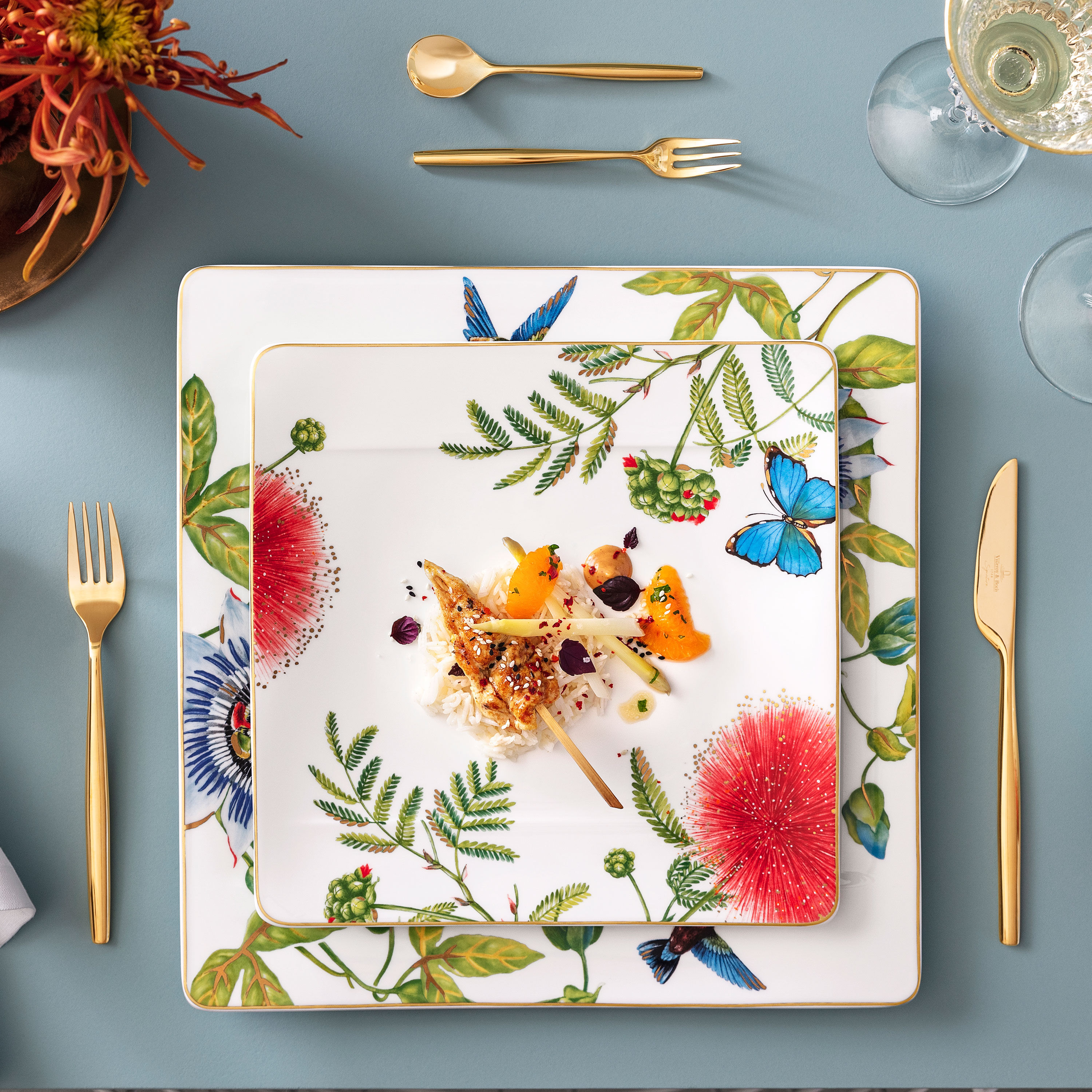 Amazonia Dinner plate Multi-colored, 10.8'' x 10.8'', Premium Bone Porcelain