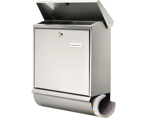 Burg Wächter Brievenbusset van roestvrij staal (B x H x D): 380/440/148 mm, Comfort roestvrij staal met klep, krantenbak + openingsstop