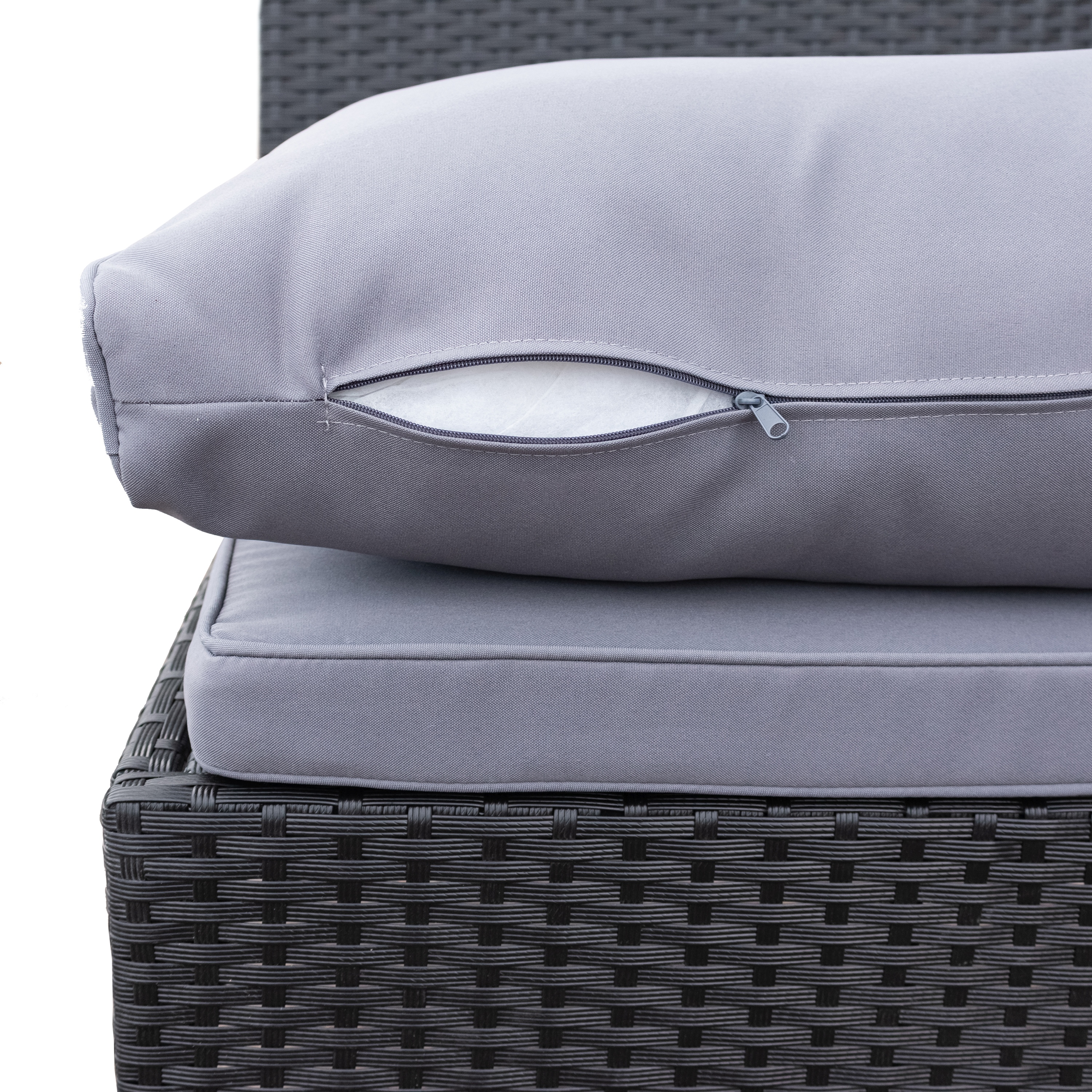 Rattanlounge BARI schwarz/anthrazit