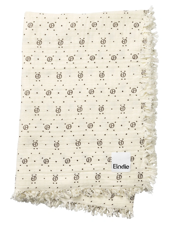 Mulldecke SOFT COTTON – MONOGRAM (75x100) in weiß/schwarz