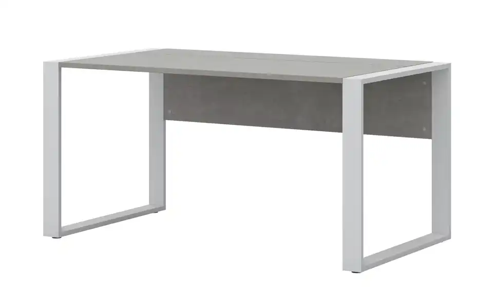 Schreibtisch Kasai 150x80 cm Betonoptik, Grau, Weiß