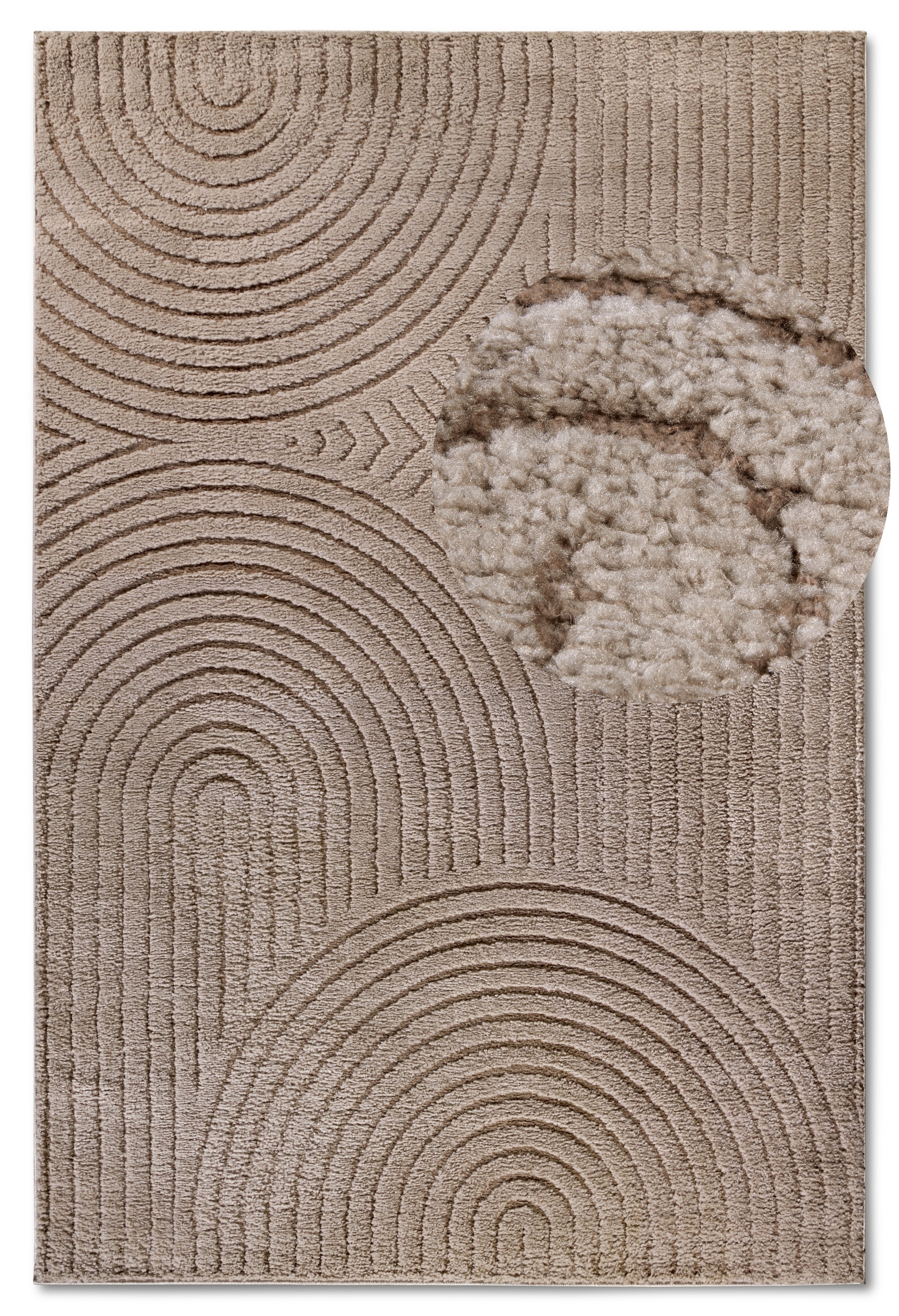 ELLE DECORATION Designteppich »Cosy Panglao,  auch als Rundteppich erhältlich« rechteckig 14 mm Höhe uni Kurzflor, Hoch Tief Struktur, modern, Skandi, Boho, Wohnzimmer