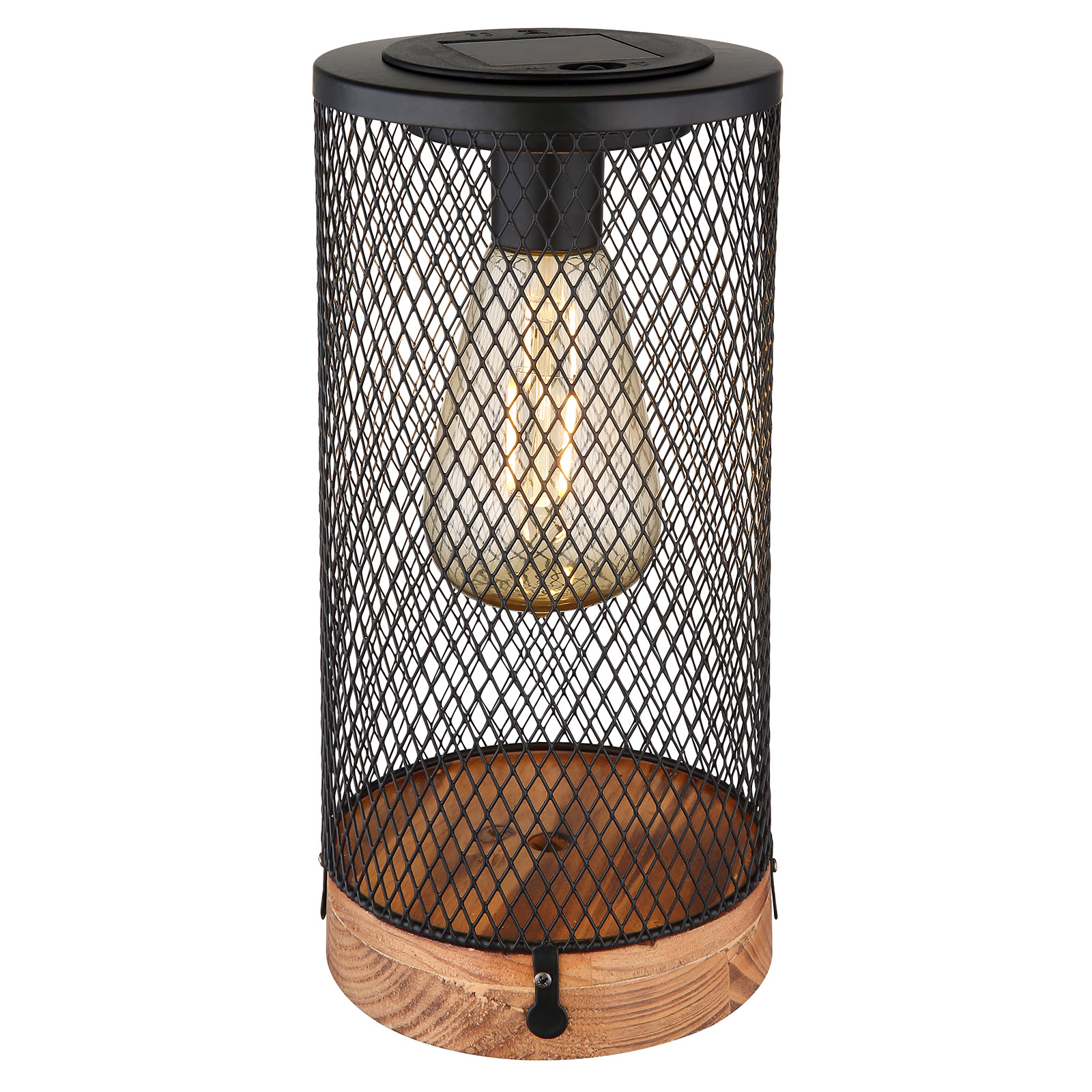 LED-Solarleuchte - schwarz-Holzoptik - Ø 12 cm