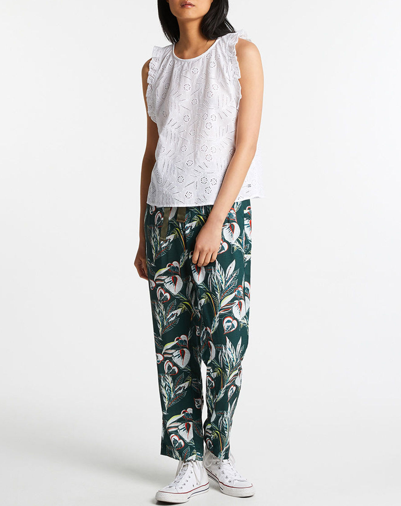 Tommy Hilfiger Top Broderie Anglaise blanc