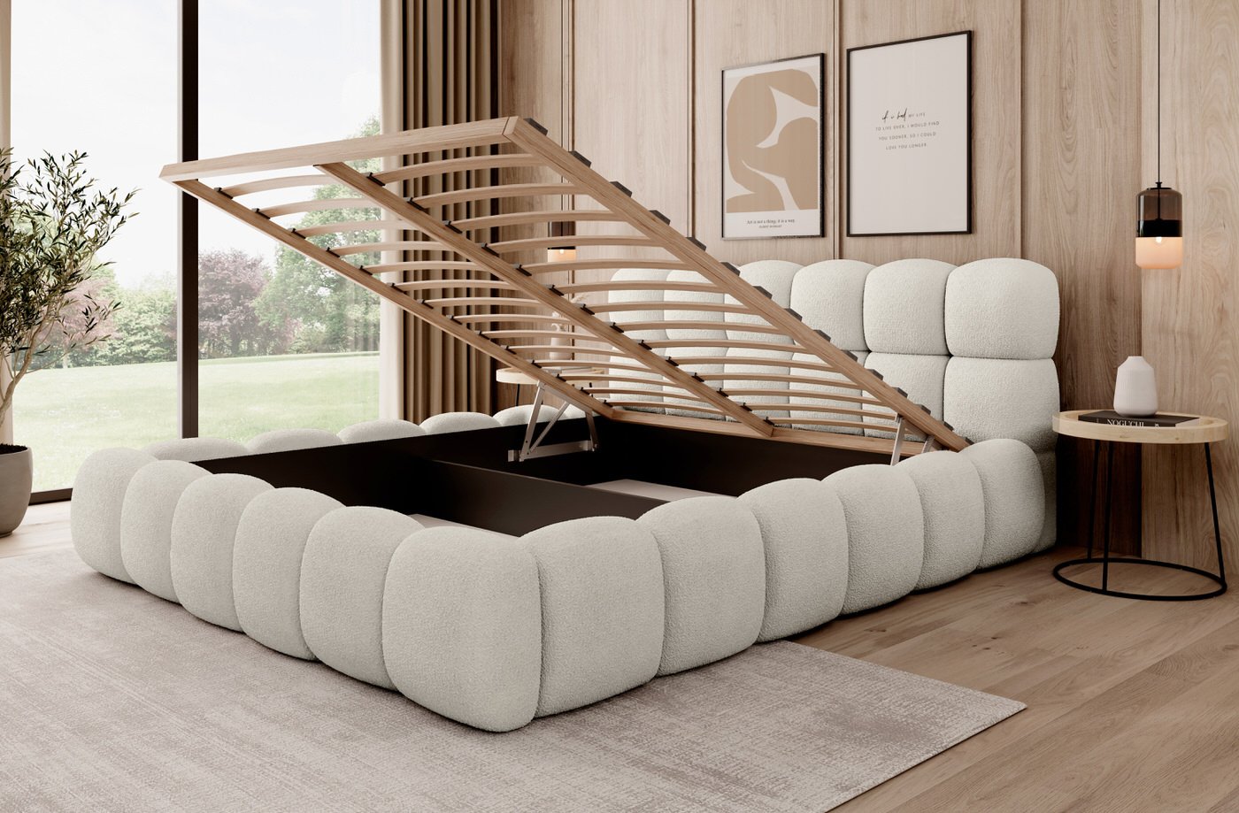 Trae Mobler Boston 160 x 200 cm Gestoffeerd Bed Beige