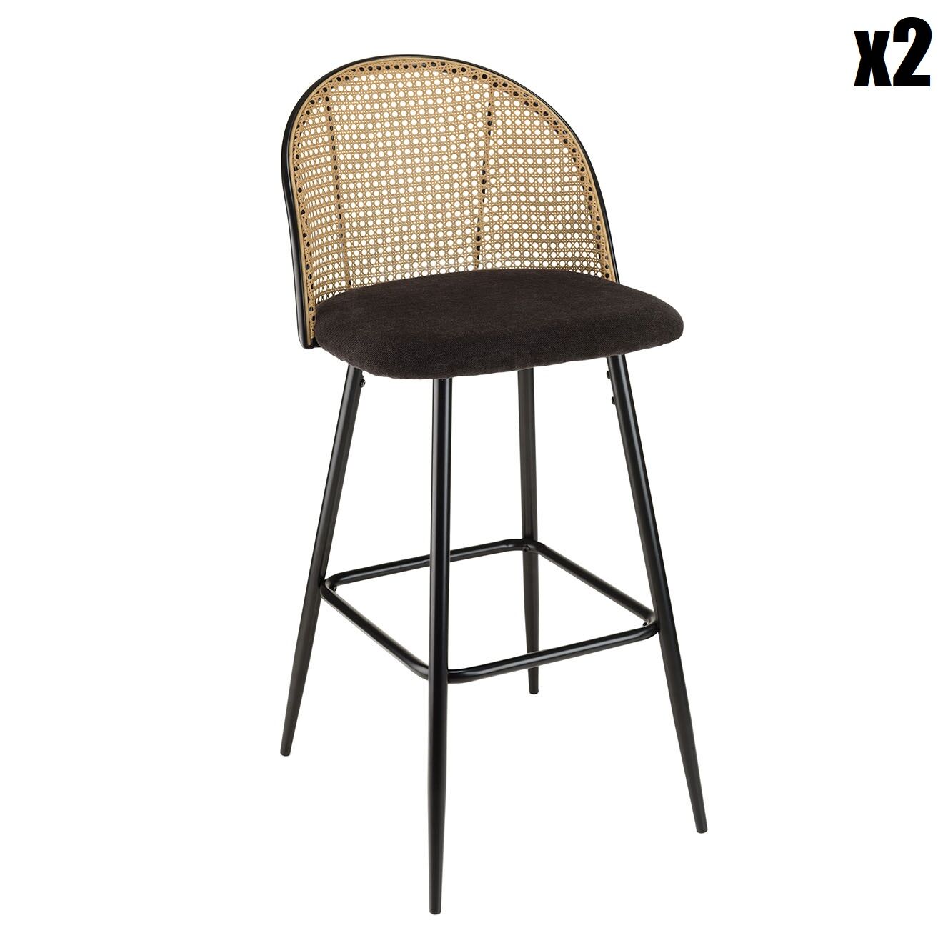 Macabane 2 Tabourets de bar Léa noirs - 48x54x102 cm