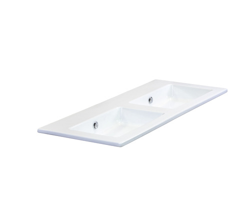 2-delige badkamermeubelset, dubbele wastafel Sanox Frozen, BxHxD 121 x 42 x 46 cm, matzwarte fronten, met witte keramische wastafel, 75735032