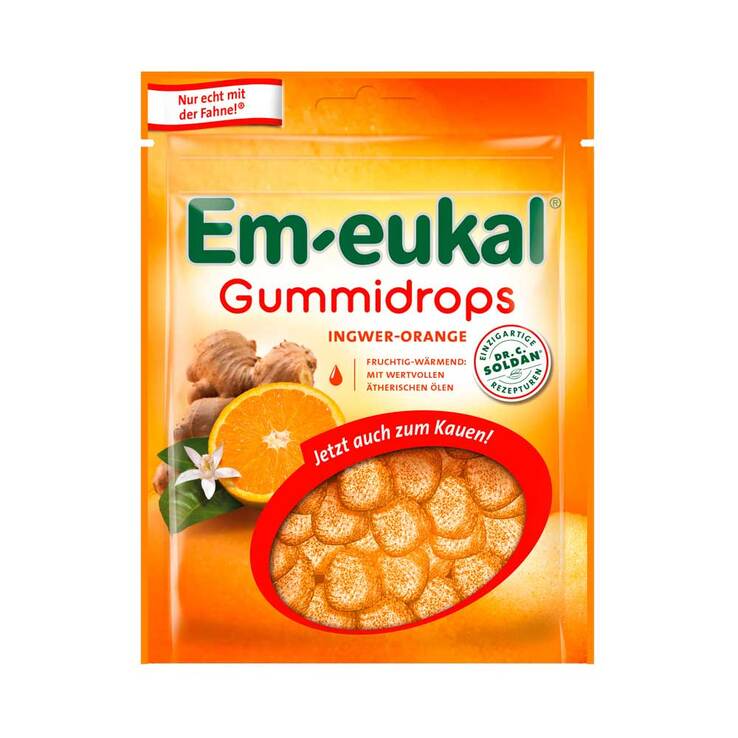 Em-eukal Gummidrops Ingwer-Orange zuckerhaltig, 90 g