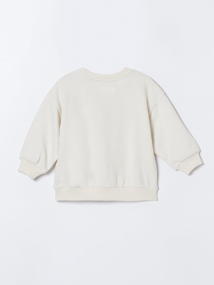 Conjunto com 2 moletons, um liso e um estampado - Cor Natural