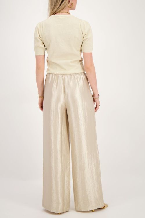 Beige wide leg broek satijnen look