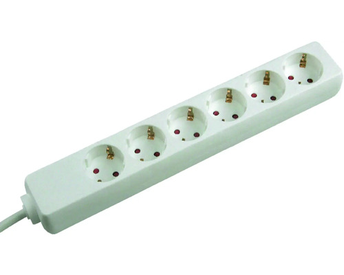 6-voudige stekkerdoos 3G1.5 wit 3,0 m