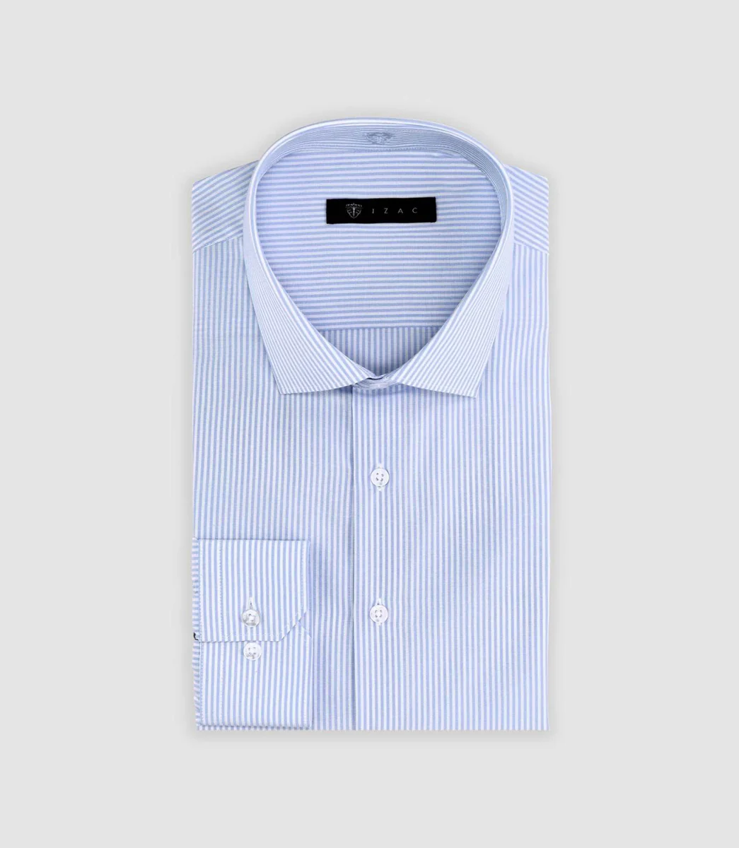 Chemise slim à rayures bleu ciel MADDOX