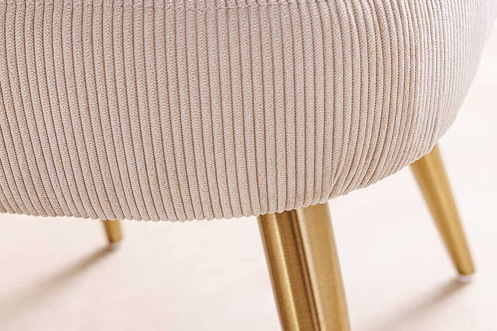 Retro Stuhl MIA CASA beige Cord champagner gold brushed Metall