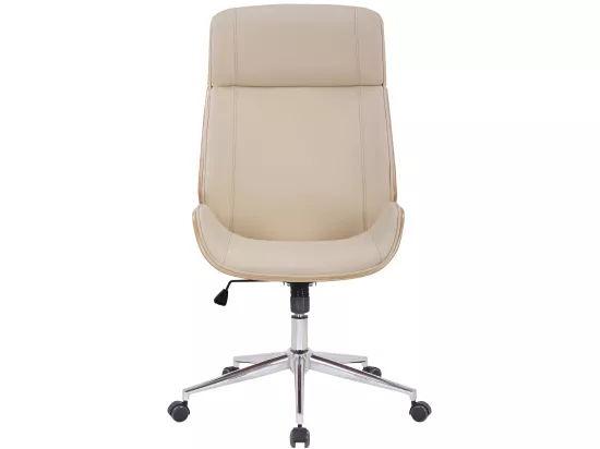 Fauteuil de bureau Varel - Bois naturel - Crème110.00